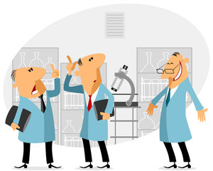 Three scientist talking