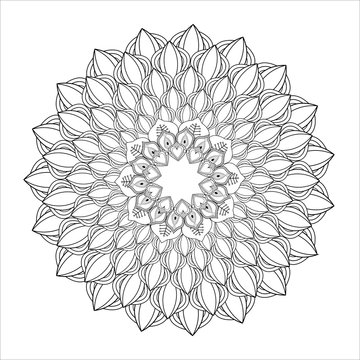 Black and White Mandale icon. Bohemic design. Vector graphic