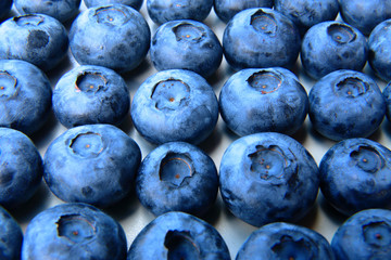 closeup of a bunch of fresh and delicate blueberries