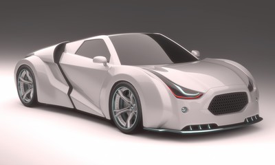 Fototapeta na wymiar 3D illustration, concept car without reference based on real vehicles. Clipping path included.