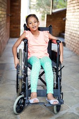 Fototapeta na wymiar Handicapped girl at school corridor 