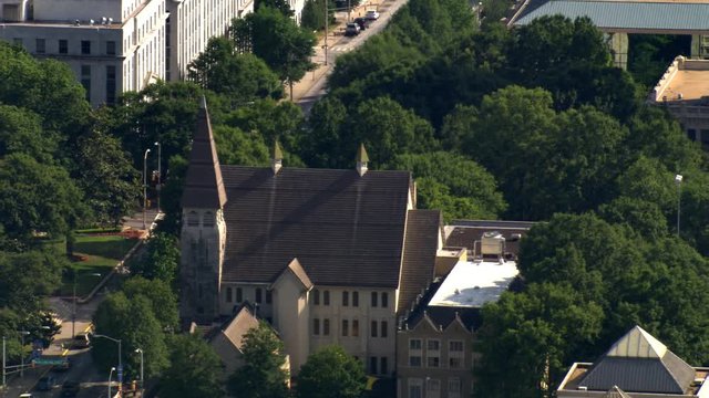 Aerial view of historic church in Atlanta, Georgia. Shot in 2007.