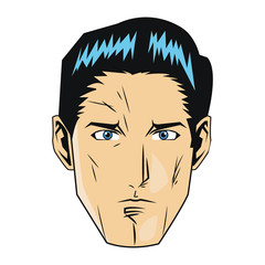 comic style face of man with black hair icon