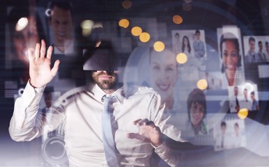 Composite image of interface with business profiles