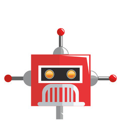 colorful red robot with three antennas icon