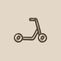 Kick scooter sketch icon.