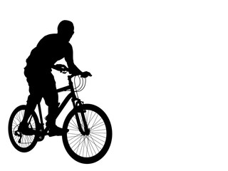 mtb cyclist silhouette - vector - obrazy, fototapety, plakaty