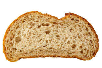 Slice of the bread isolated over the white background