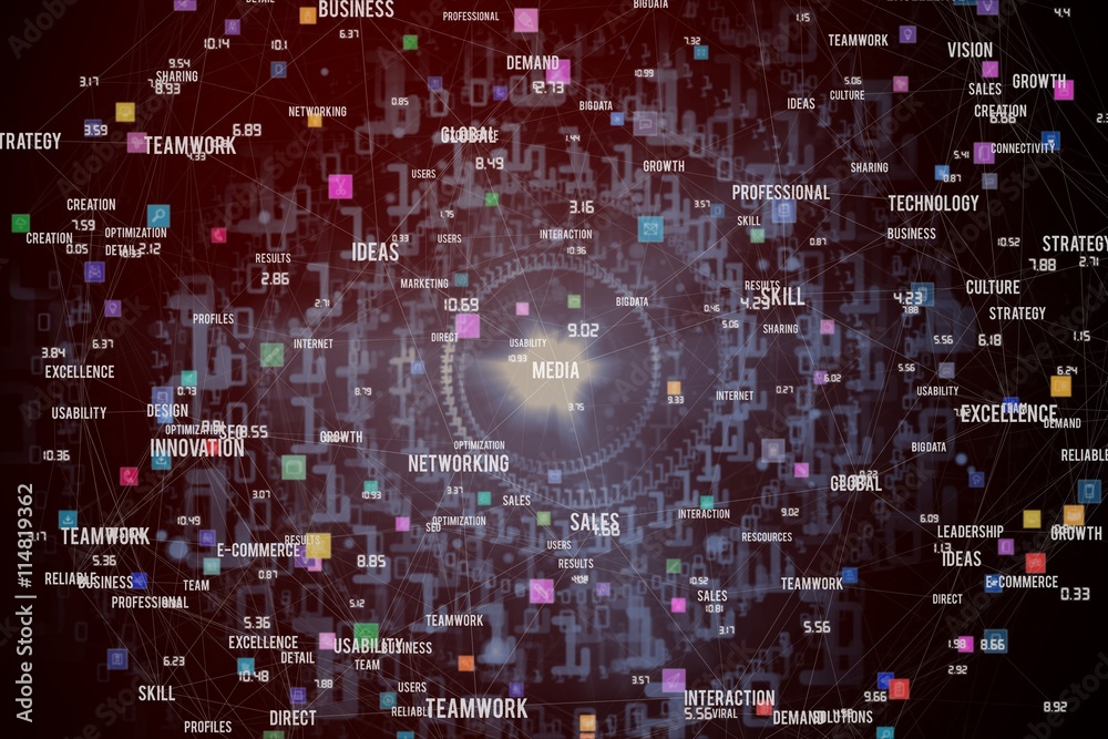 Poster composite image of sphere of skills and icons