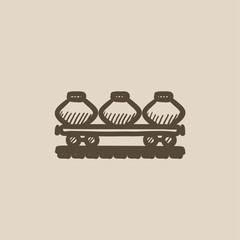 Cargo wagon sketch icon.