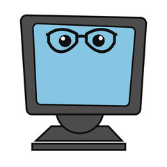 computer monitor with glasses icon
