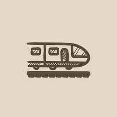 Modern high speed train sketch icon.