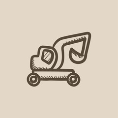 Excavator truck sketch icon.