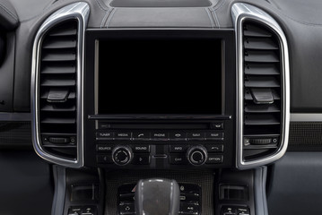 Obraz na płótnie Canvas Modern car dashboard. Screen multimedia system. Interior background.