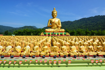 Many golden buddha statues