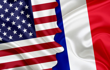 Flag of USA and flag France