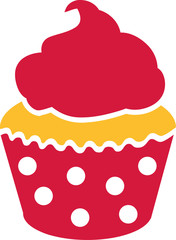 Cupcake with red cream and dots
