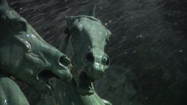 Detail from horse sculptures on Fountain of the Four Parts of the World, Paris