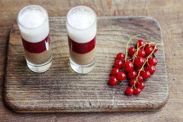 Fresh milk, strawberry, blueberry and banana drinks on wodeen ta
