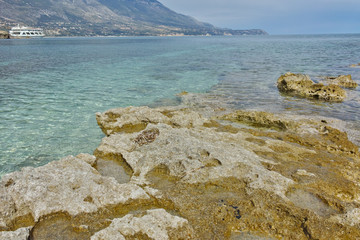Fototapeta na wymiar Amazing seascape of Pesada beach, Kefalonia, Ionian islands, Greece