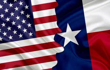 Flag of USA and flag of the State of Texas