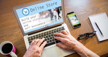 Composite image of screen of an online store