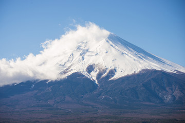 beautiful Fuji mountain with blue sky