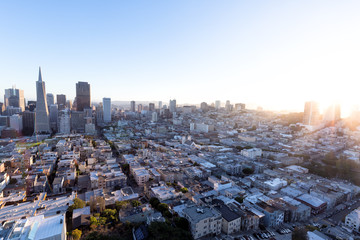 cityscape and skyline of san francisco in sunny day