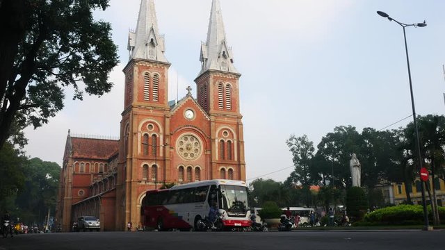 Notre Dame Cathedral (Vietnamese: Nha Tho Duc Ba), build in 1883 in Ho Chi Minh city, Vietnam. HOCHIMINH CITY (SAI GON), VIET NAM - August 16, 2015