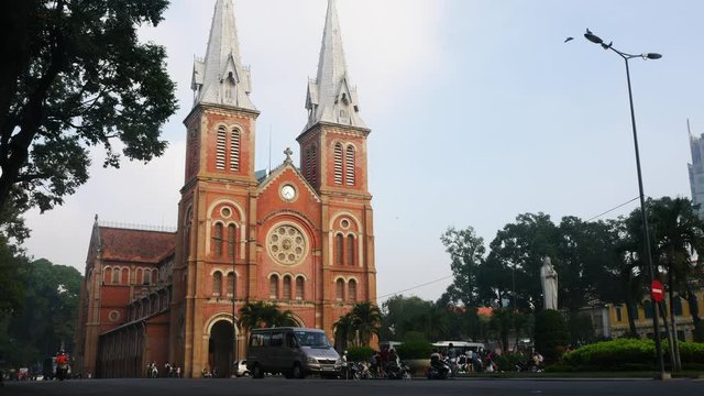 Notre Dame Cathedral (Vietnamese: Nha Tho Duc Ba), build in 1883 in Ho Chi Minh city, Vietnam. HOCHIMINH CITY (SAI GON), VIET NAM - August 16, 2015