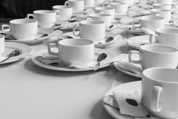 Monotone color set of coffee break at meeting