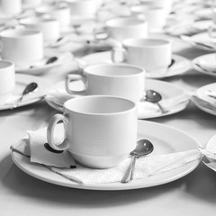 Monotone color set of coffee break at meeting