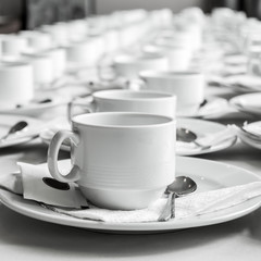 Monotone color set of coffee break at meeting