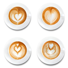 Latte art coffee isolated on white background