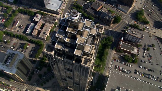 Flying over SunTrust Bank Building in Atlanta, Georgia. Shot in 2007.