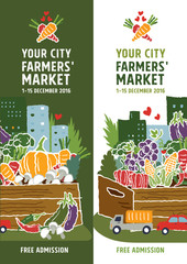 Farmers market banner concept, vector Illustration