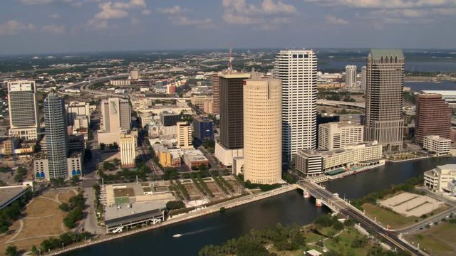 Downtown aerial of Tampa, Florida skyscrapers