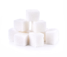 Sugar cubes on white background