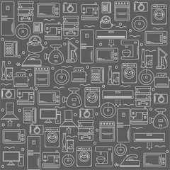 Home appliances. Background with the image of home appliances. Banner for your company or shop . Vector illustration.