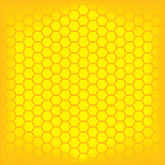 Bright yellow honey background. Background with honeycombs. Vector illustration.