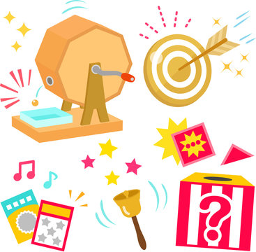 抽選 福引き くじ引きの大当たりイラストセット Stock ベクター Adobe Stock