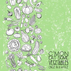 different vegetables drawings