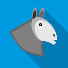 Head of horse icon in flat style on a sky blue background
