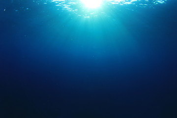 Underwater blue water background in sea