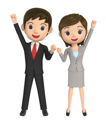 3D illustration character - The business men of the victory pose.