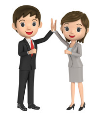 3D illustration character - The businessmen who do a high touch.