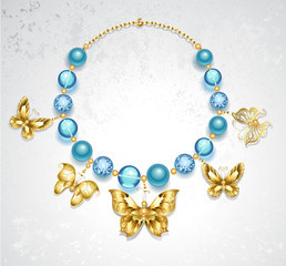 Necklace of golden butterflies