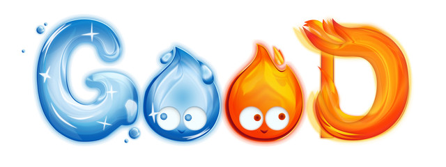 From ice to fire. GOOD letter faces icons.