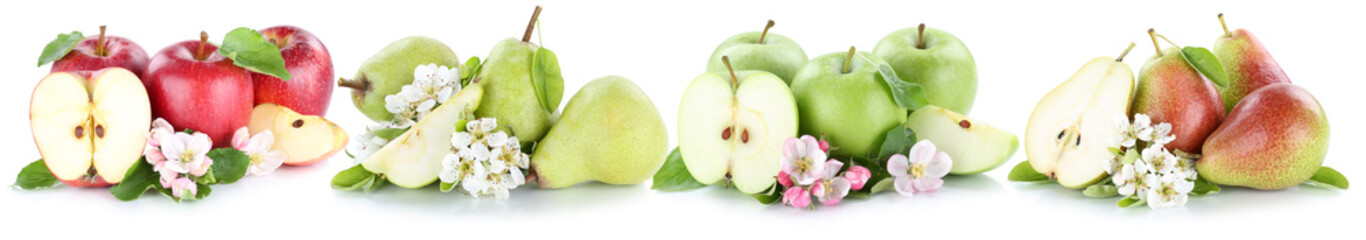Apfel und Birne Set Äpfel Birnen Frucht Früchte Obst Freistell