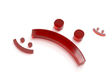 

3d rendering smiles signs made of glass on white background